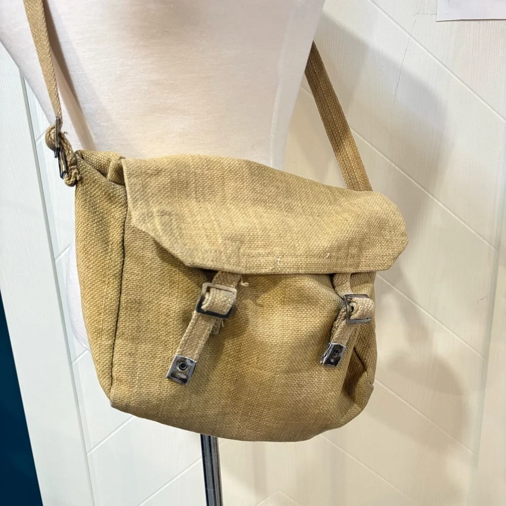 Vintage Military Style Khaki Canvas Messenger‎ Bag Field Satchel Crossbody India - Picture 2 of 7